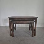 Vintage Bamboe En Hout Nest Tafeltjes . thumbnail 7