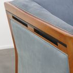Geweldige Schuitema Art Deco Design Bank Met Mooie Blauwe Nubuck Lederen Bekleding thumbnail 12