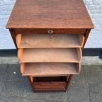 Vintage Eiken Rolluik Archiefkast Met Originele Binnenlades thumbnail 9