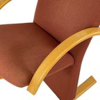 Peter Opsvik - Stokke - Tripos - Ergonomically Shaped Rocking Chair - Red Upholstery And Wooden F thumbnail 3