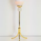 Vintage Tafellamp Messing Albast Lamp Regency France '70 thumbnail 2