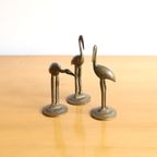 Vintage Set Van 3 Bronzen Staande Vogels, Jaren '60/'70 thumbnail 4