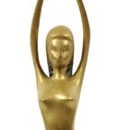 Abstract Beeld Naakte Vrouw Ballerina Art Deco Stijl Messing 51cm thumbnail 8