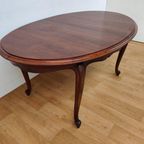 Vintage Eetkamertafel Ovale Uitschuifbare Eettafel, Tafel Mahoniehout thumbnail 19