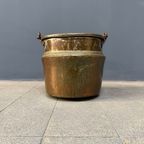 Antieke Geel Koperen Pot Of Ketel thumbnail 3