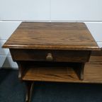 Telefoonbankje Antiek Hout Planten-haltafel Met Lade thumbnail 2