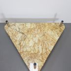 Vintage Traingel Brutalist Salontafel Marmer Glas Tafel '70 thumbnail 5