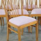 Leuke, Gezellige Set Van 8 Vintage Deens Design Eetkamerstoelen Uit De Jaren ’70 Met Mooie Licht thumbnail 9