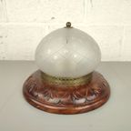 Houten Plafondlamp Met Geslepen Glas thumbnail 5