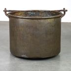 Grote Antieke Koperen Ketel/ Haardbak Met Hengsel thumbnail 11