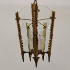 Antieke Vintage Franse Messing Lantaarnlamp Hanglamp Lamp 06 thumbnail 14
