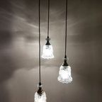 Vintage Hollywood Regency Cascade Goud/messing Hanglamp Met 3 Transparant Glazen Kelken, 1960s thumbnail 12