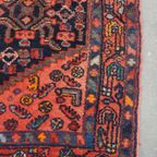 Oude Oosterse Loper Met De Hand Gemaakt Met Voornamelijk Donkerblauw & Rood Tinten 315x105cm thumbnail 7