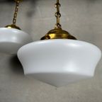 2X Art Deco Opaline Hanglampen (Conisch) thumbnail 5