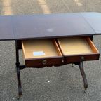 Mid-Century Feder Style Mahogany Drop Leaf Trestle Table thumbnail 5