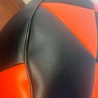 Vintage Ronde Poef Zwart Oranje Jaren 70 thumbnail 3