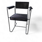 Minimalist Steel Perforated Chairs / Netherlands 1970s thumbnail 2