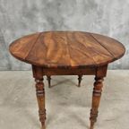 Antieke Hangoortafel Ronde Tafel Notenhout 96 Cm thumbnail 11