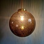 Grande Suspension En Laiton Et Verre Fumé Bullé, 1970 thumbnail 3
