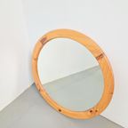 Vintage Pine Wood Ronde Spiegel Scandinavisch ’70 Retro thumbnail 7