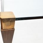 Vintage Salontafel In Hout - Messing En Glas - Peter Ghyczy Voor Ghyczy - Holland - 1970 thumbnail 5