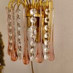 Murano Teardrop Wandlamp Wandlampje Messing Vintage Roze thumbnail 10