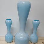 Set  Turquoise  Design Vazen Glaswerk Jaren 70 Glas. thumbnail 2