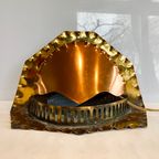 Unieke Vintage "Open Haard" Tafellamp Van Koper & Messing thumbnail 2