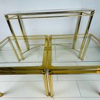 3 Koperen Tafels. Sidetable En Bijzettafels. Unieke Hollywood Regency Set Brass Tafels. thumbnail 3