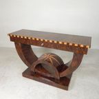 Art Deco Stijl Consoletafel Met Verschillende Soorten Ingelegd Hout thumbnail 2