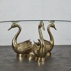 Vintage Brass Swan Coffee Table, France, 1970S thumbnail 8