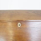 Antieke, Grote Engelse Eikenhouten Secretaire Eind 18e/begin 19e Eeuw Met Een Getrapt Interieur E thumbnail 8