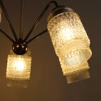 Vintage Plafondlamp, Kroonluchter - Jaren '60, Messing, Glas thumbnail 11