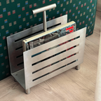 Vintage Brushed Stainless Steel Magazine Rack thumbnail 7