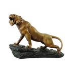 Art Deco Brullende Tijger Beeld Sculptuur Bronzen Patina Gips thumbnail 2