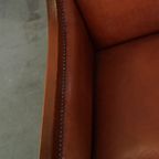 Statige, Luxe Set Van 2 Cognac Kleurige Rundlederen Art Deco Design Fauteuils thumbnail 8