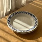 Set Of 2 Vintage 70S Checkered Blue Ceramic Plates thumbnail 5