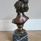 Prachtige Bronzen Buste Van Een Jonge Dame - 19e Eeuw thumbnail 10