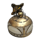 Amsterdamse School / Hanging Lamp / Copper / Linen / 1920s / Johanna Van Eijbergen For G.dikkers thumbnail 2