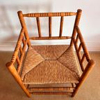 Antiek Eiken Bobbin Stoel Vintage thumbnail 5