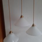 Vintage Driehoek Opaal Opaline Melkglas Wit Hanglamp Glas thumbnail 3