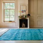 HKLIVING Handgeknoopt Wollen Vloerkleed Turquoise thumbnail 5