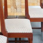 Unieke Set Van 6 Houten Art Deco Design Eetkamerstoelen Met Een Rieten Zitting En Rugleuning thumbnail 16