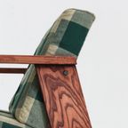 Vintage Sofa Checkered Fabric And Wood , Italy thumbnail 6