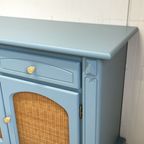 Prachtig Restyle Massief Dressoir Blauw & Rotan Wandkast thumbnail 4