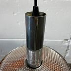 Vintage Chromen Ufo Luster / Hanglamp Met Oranje Accent thumbnail 6