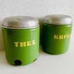 Vintage Emaille Koffie- En Thee Blikken Groen 1920’s thumbnail 5