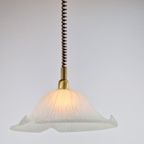 Vintage Zakdoek Hanglamp Glas Messing Verstelbaar Regency 70 thumbnail 6