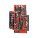 Abstracte Wandsculptuur Bas Reliëf Perignem Stijl Aardewerk thumbnail 2