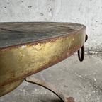 Brutalistic Round Slate Iron Coffee Table ,70S thumbnail 5